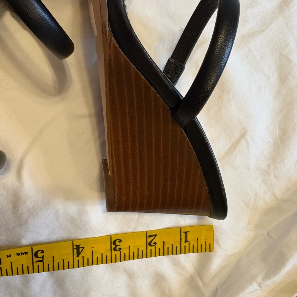J Crew black leather wedge sandal size 6.5 new no tags - Picture 4 of 5